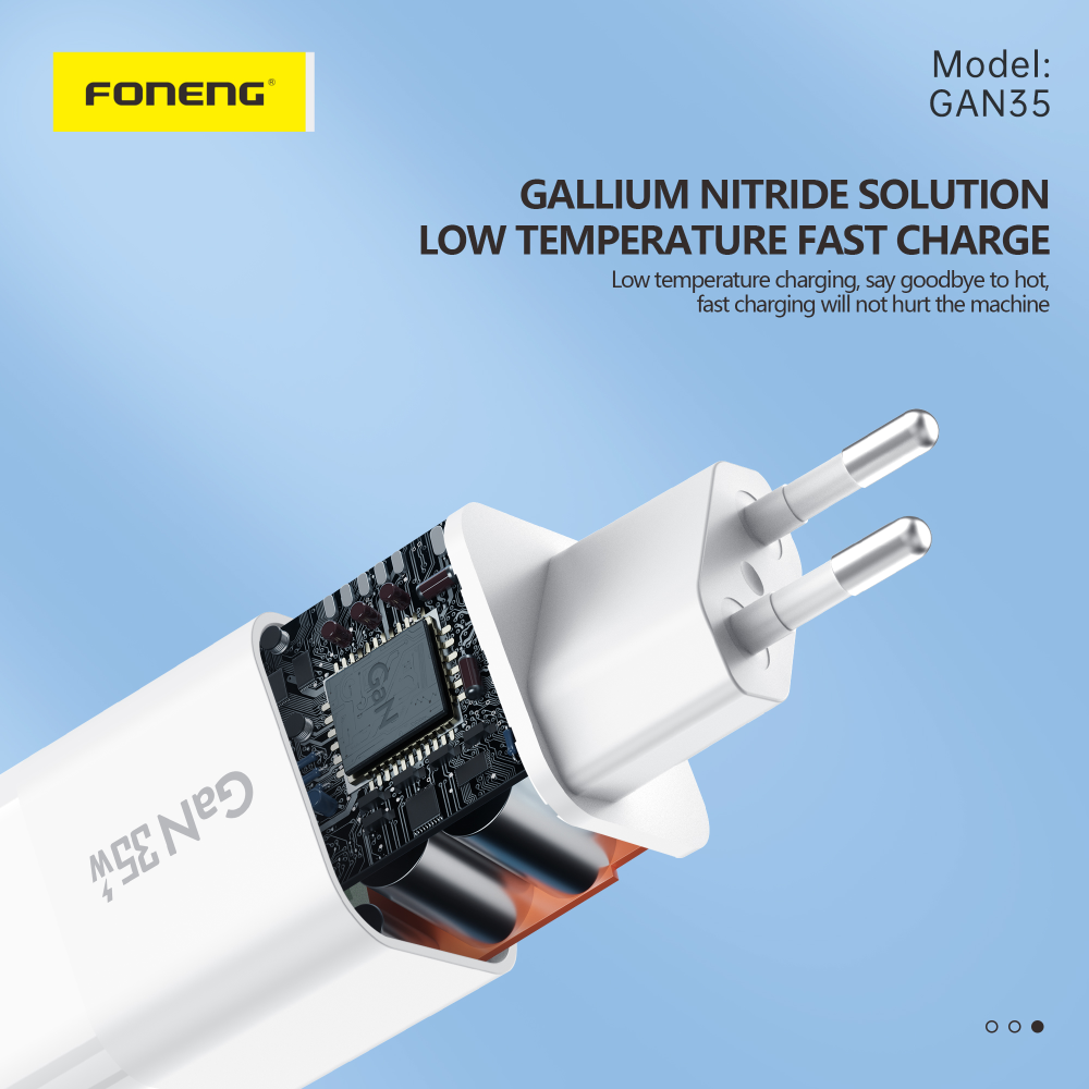 Сетевое зарядное устройство FONENG USB-C 2-Port GaN Charger 35W с кабелем Type-C to Type-C