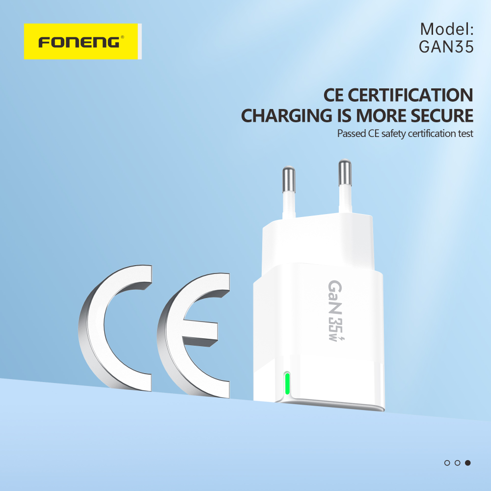 Сетевое зарядное устройство FONENG USB-C 2-Port GaN Charger 35W с кабелем Type-C to Type-C