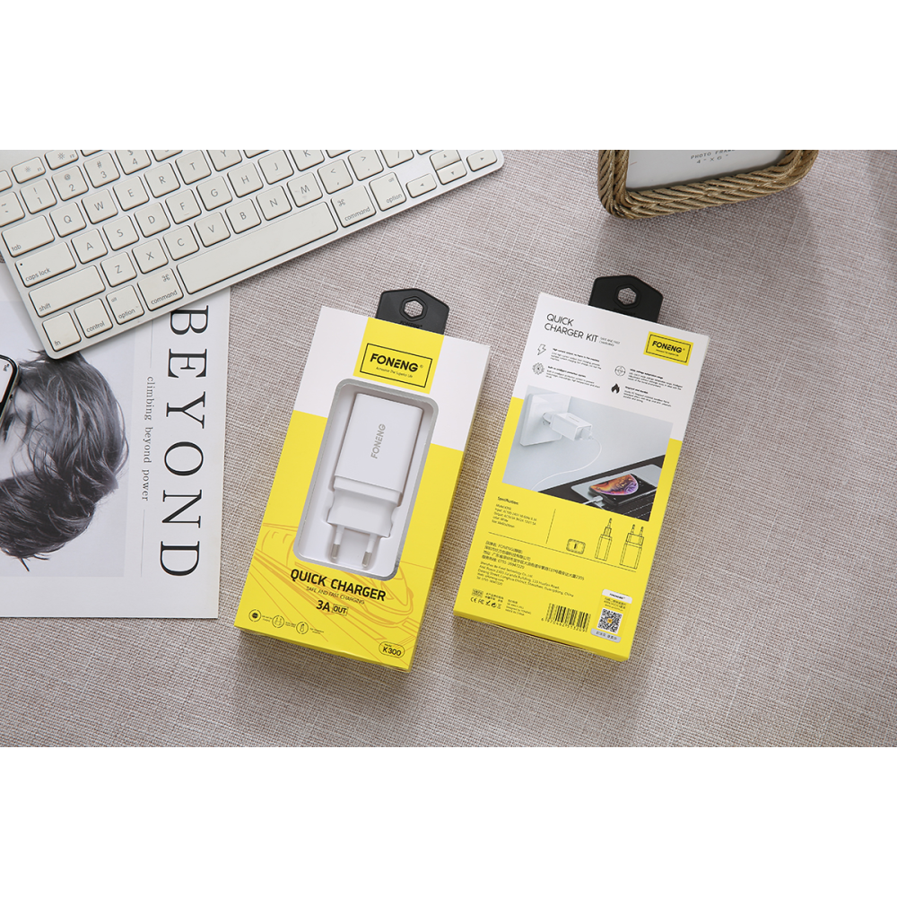 Сетевое Зарядное Устройство Foneng K300 USB-A Charger (3A) 18W QC3.0