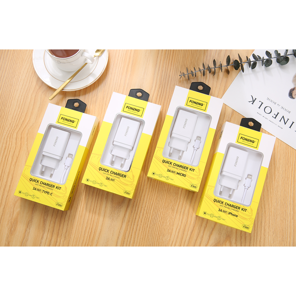 Сетевое Зарядное Устройство Foneng K300 USB-A Charger (3A) 18W QC3.0