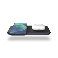 Док-станция беспроводной зарядки 2в1 для Apple iPhone/AirPods Zens Dual Aluminium Black with 30W USB-C PD adapter