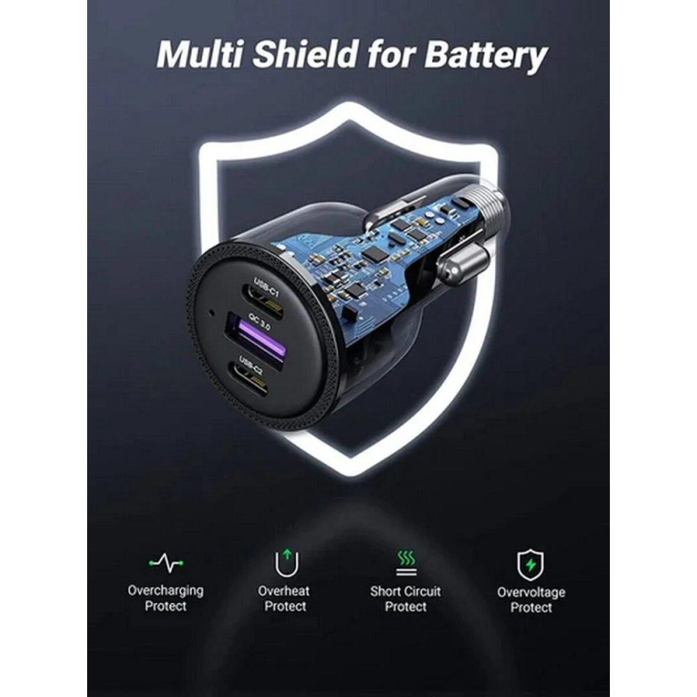 Автомобільний зарядний пристрій UGREEN CD239 Car Charger 69W Max (Black) (UGR-20467)