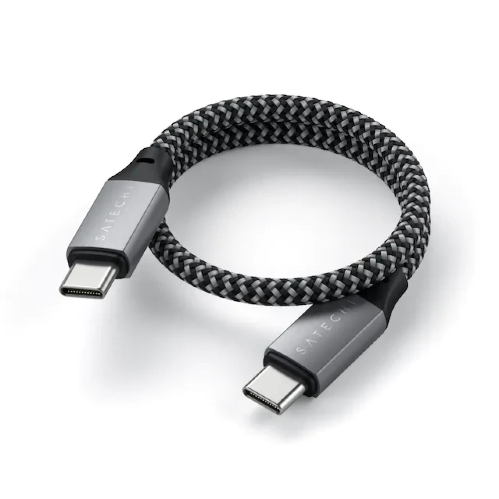 Кабель для синхронизации данных 25 см Satechi USB-C to USB-C Cable 100W Space Gray ST-TCC10M
