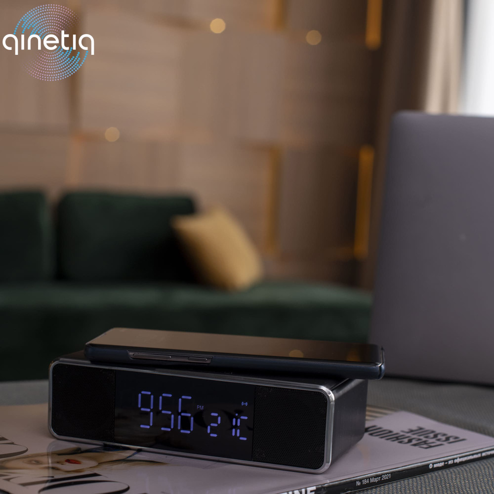 LED Часы с беспроводной зарядкой и Bluetooth-колонкой QINETIQ 2500