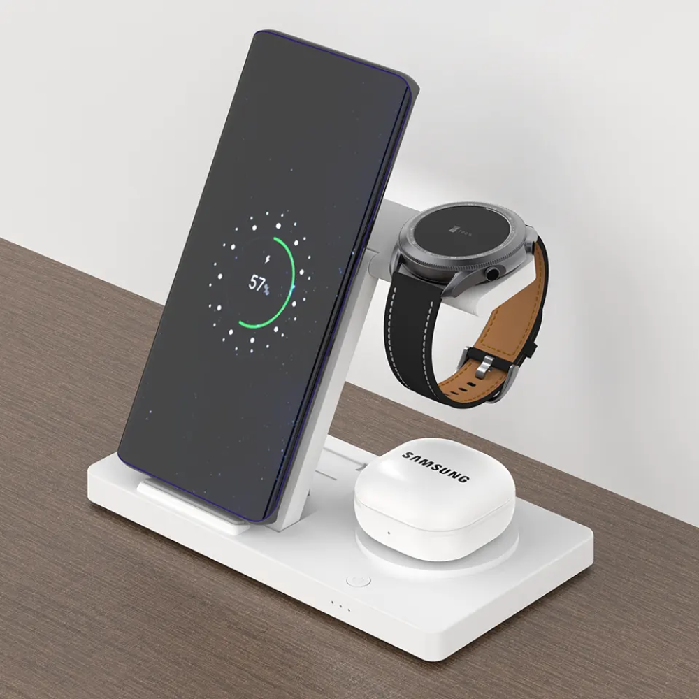 Док-станция беспроводной зарядки 3 в 1 Т258 15W для смартфона Самсунг, Galaxy Watch 3-5, Galaxy Buds