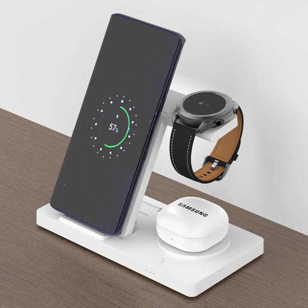 Док-станция беспроводной зарядки 3 в 1 Т258 15W для смартфона Самсунг, Galaxy Watch 3-5, Galaxy Buds