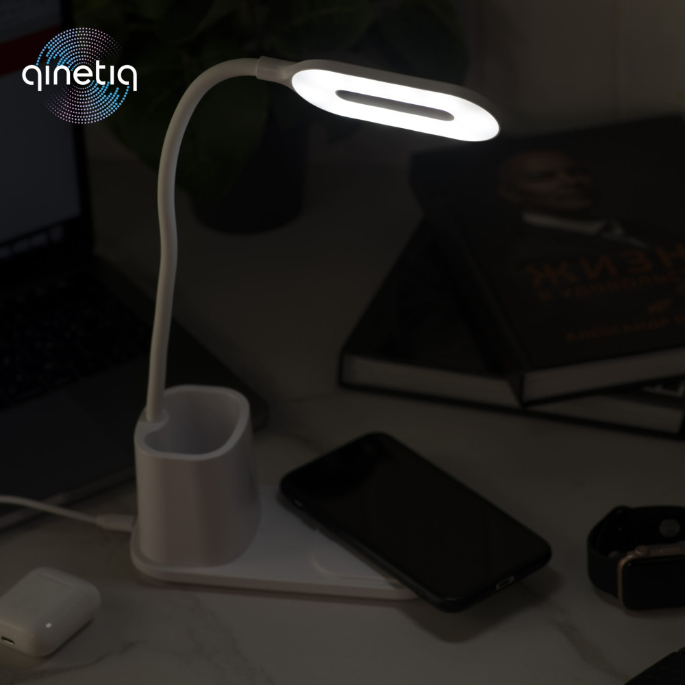 Настольный LED светильник с пеналом и Беспроводной зарядкой 10W LED Desk Lamp Qi LED Desk Lamp HT-12