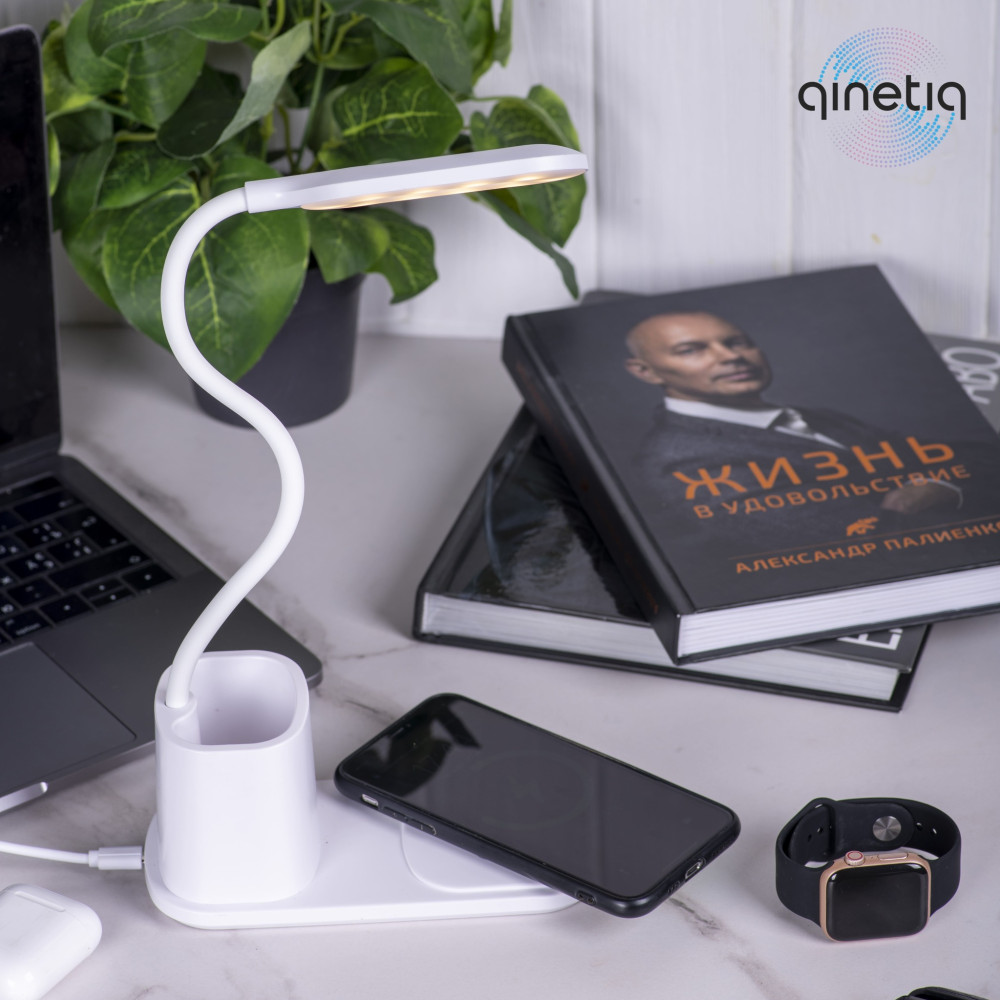 Настольный LED светильник с пеналом и Беспроводной зарядкой 10W LED Desk Lamp Qi LED Desk Lamp HT-12