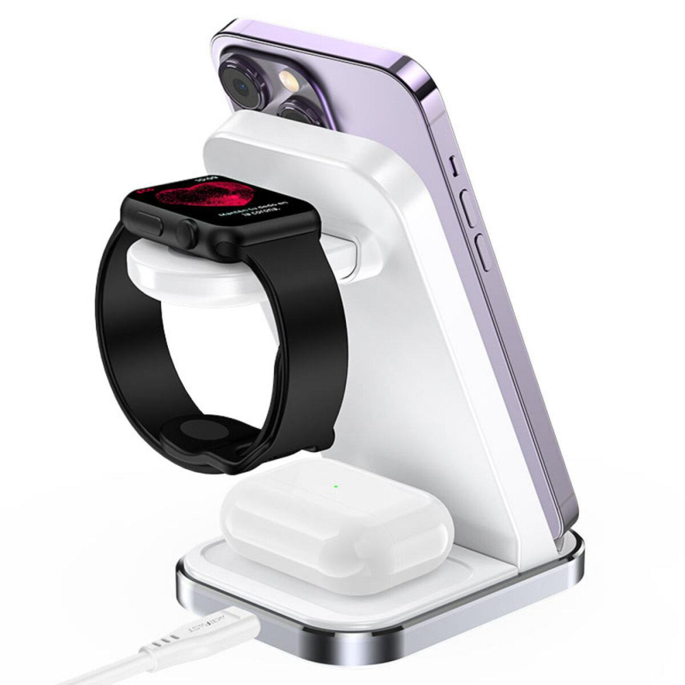 Бездротовий зарядний пристрій ACEFAST E15 desktop 3-in-1 wireless charging stand White