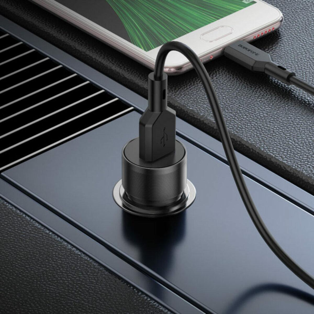Автомобільний зарядний пристрій BOROFONE BZ19A Wisdom single port QC3.0 car charger Black
