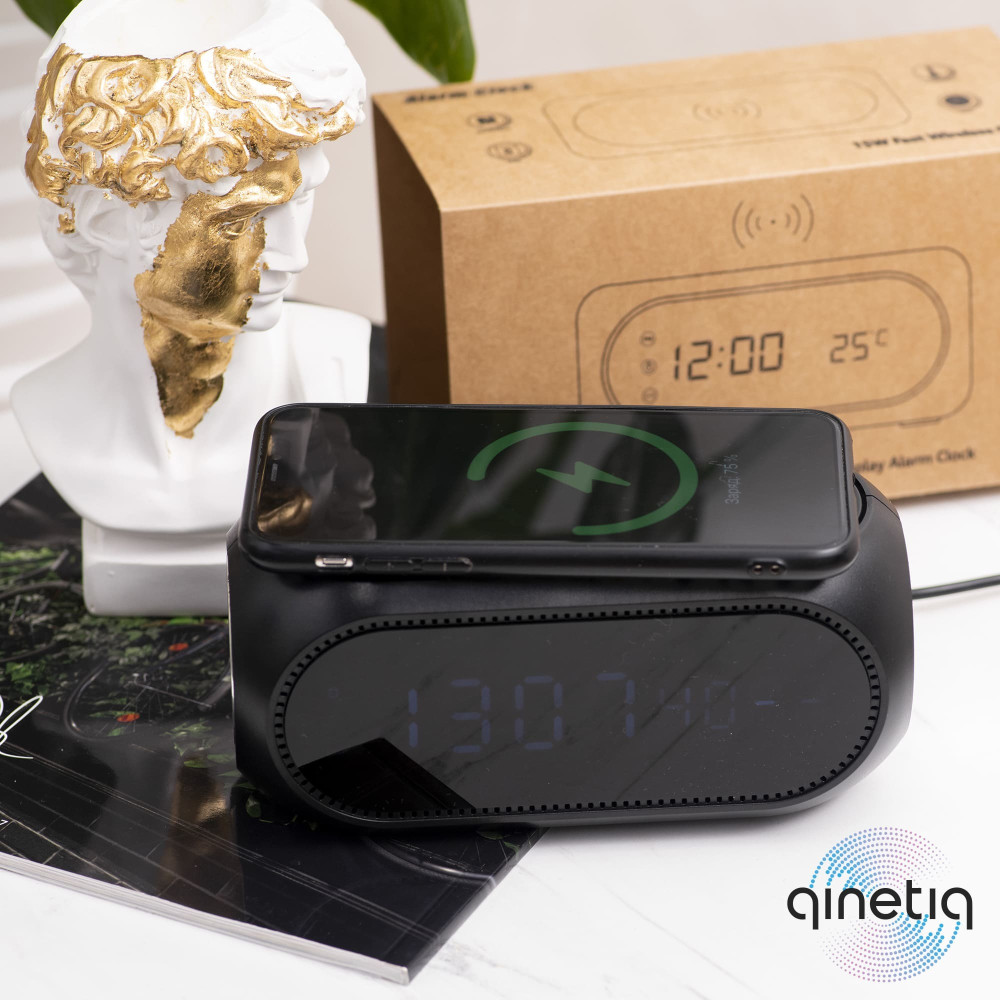 Беспроводная зарядка с LED Часами HiTech Wireless Charger 15W Qi W228