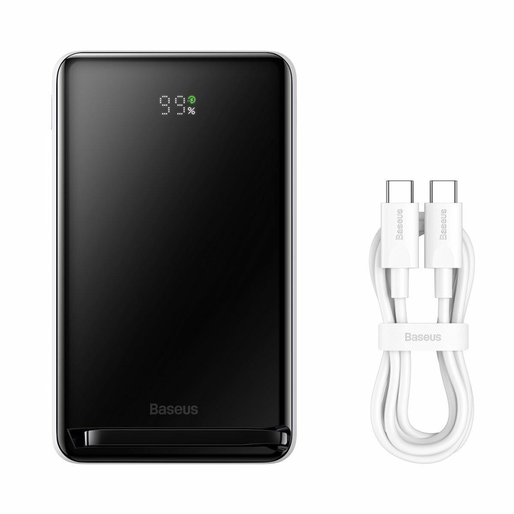 Зовнішній акумулятор Baseus Magnetic Bracket Wireless Fast Charge Power Bank 10000mAh 20W White