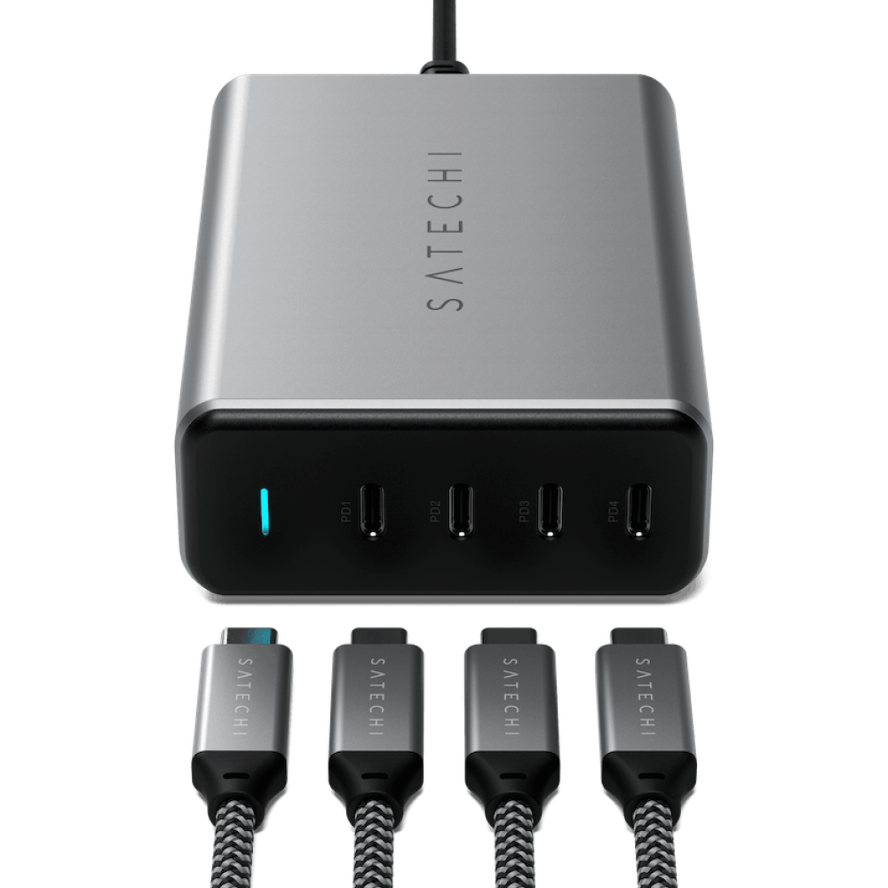 Сетевой адаптер для зарядки Satechi 165W USB-C 4-Port PD GaN Charger Space Gray (ST-UC165GM-EU)