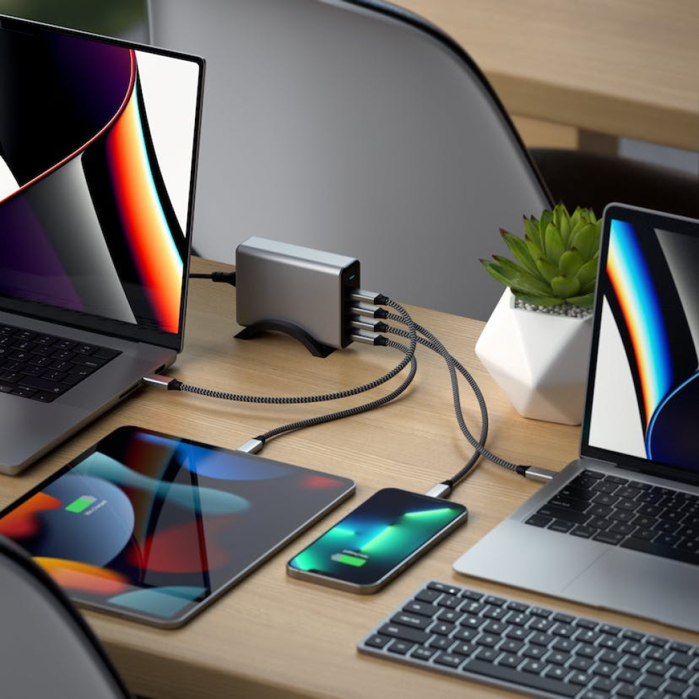 Сетевой адаптер для зарядки Satechi 165W USB-C 4-Port PD GaN Charger Space Gray (ST-UC165GM-EU)