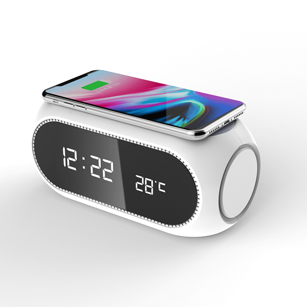 Беспроводная зарядка с LED Часами HiTech Wireless Charger 15W Qi W228