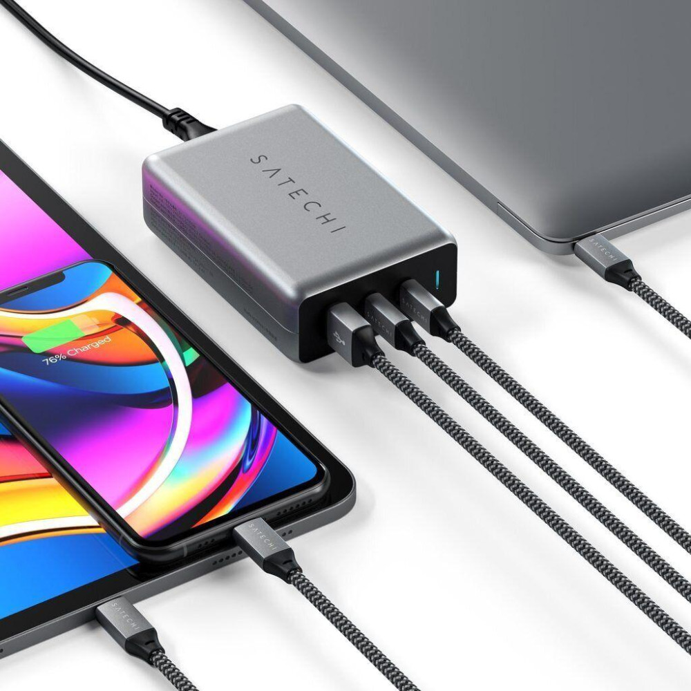 Сетевой адаптер для зарядки Satechi 100W USB-C PD Compact Gan Charger Space Gray (ST-TC100GM-EU)
