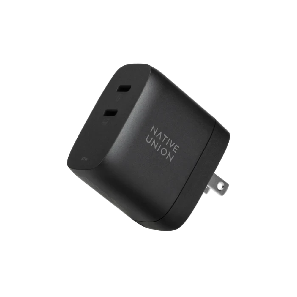 Зарядное сетевое устройство для электроники Native Union Fast GaN Charger PD 67W Dual USB-C Port Black