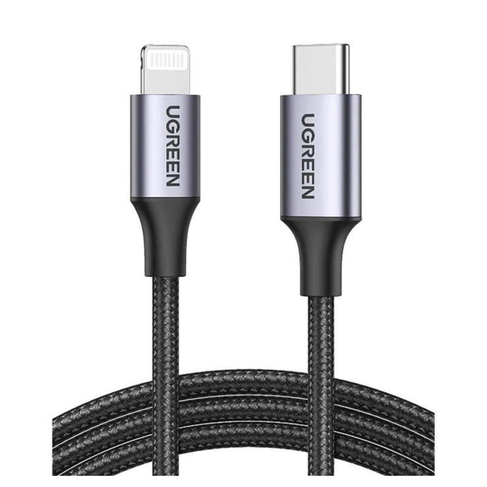 Кабель UGREEN US304 USB-C to Lightning M/M Cable Aluminum Shell Braided 1.5m (Black MFi) (UGR-60760)