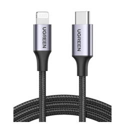 Кабель UGREEN US304 USB-C to Lightning M/M Cable Aluminum Shell Braided 1.5m (Black MFi) (UGR-60760)