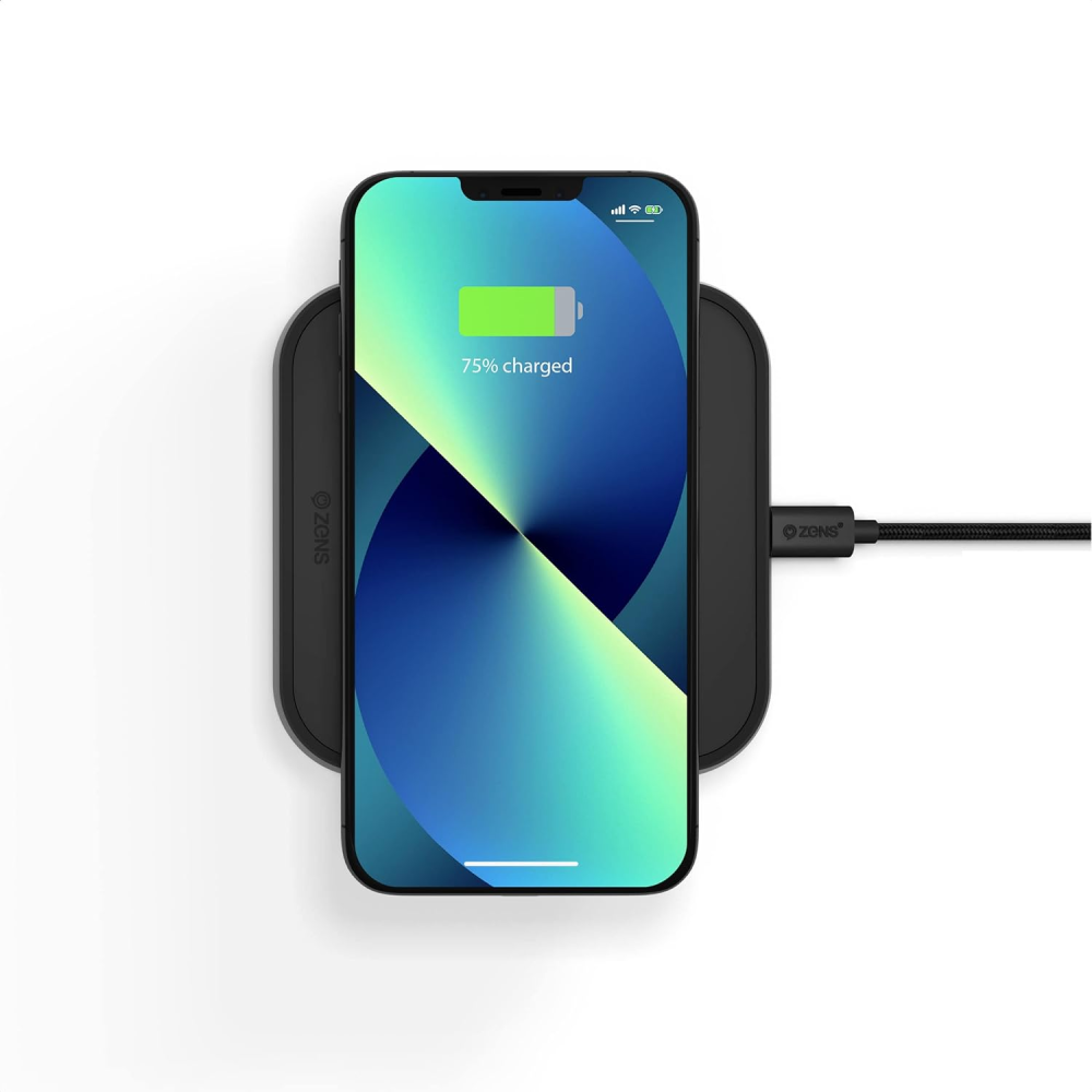 Стационарная беспроводная зарядка для смартфонов Apple Zens Single Aluminium Wireless Charger Black 18W USB-C