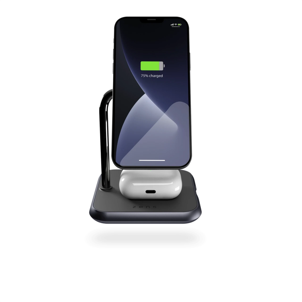 Магнитная беспроводная док-станция 2в1 42W Zens Aluminium Wireless для iPhone/AirPods Black