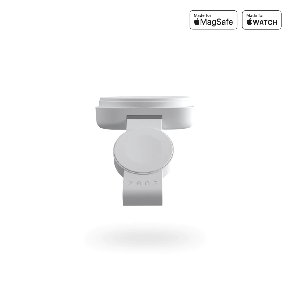 Беспроводная зарядная док-станция 2в1 для техники Apple iPhone/iWatch Zens White