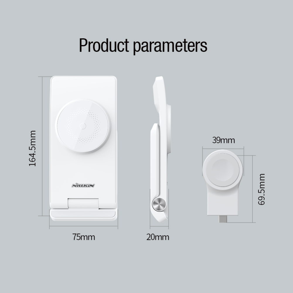 Складная беспроводная док-станция Nillkin MagSafe PowerTrio для Apple iPhone/iWatch 2-8/AirPods (Apple official MFi certification)