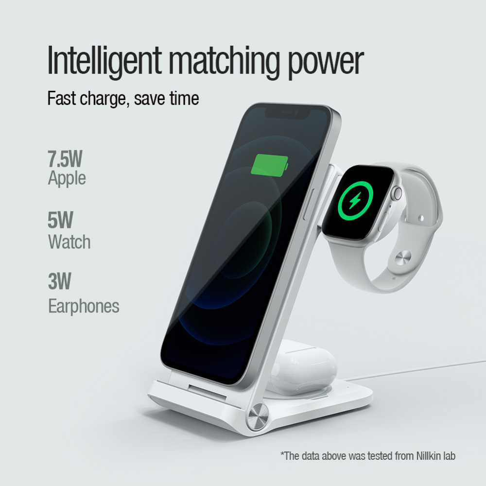 Складная беспроводная док-станция Nillkin MagSafe PowerTrio для Apple iPhone/iWatch 2-8/AirPods (Apple official MFi certification)