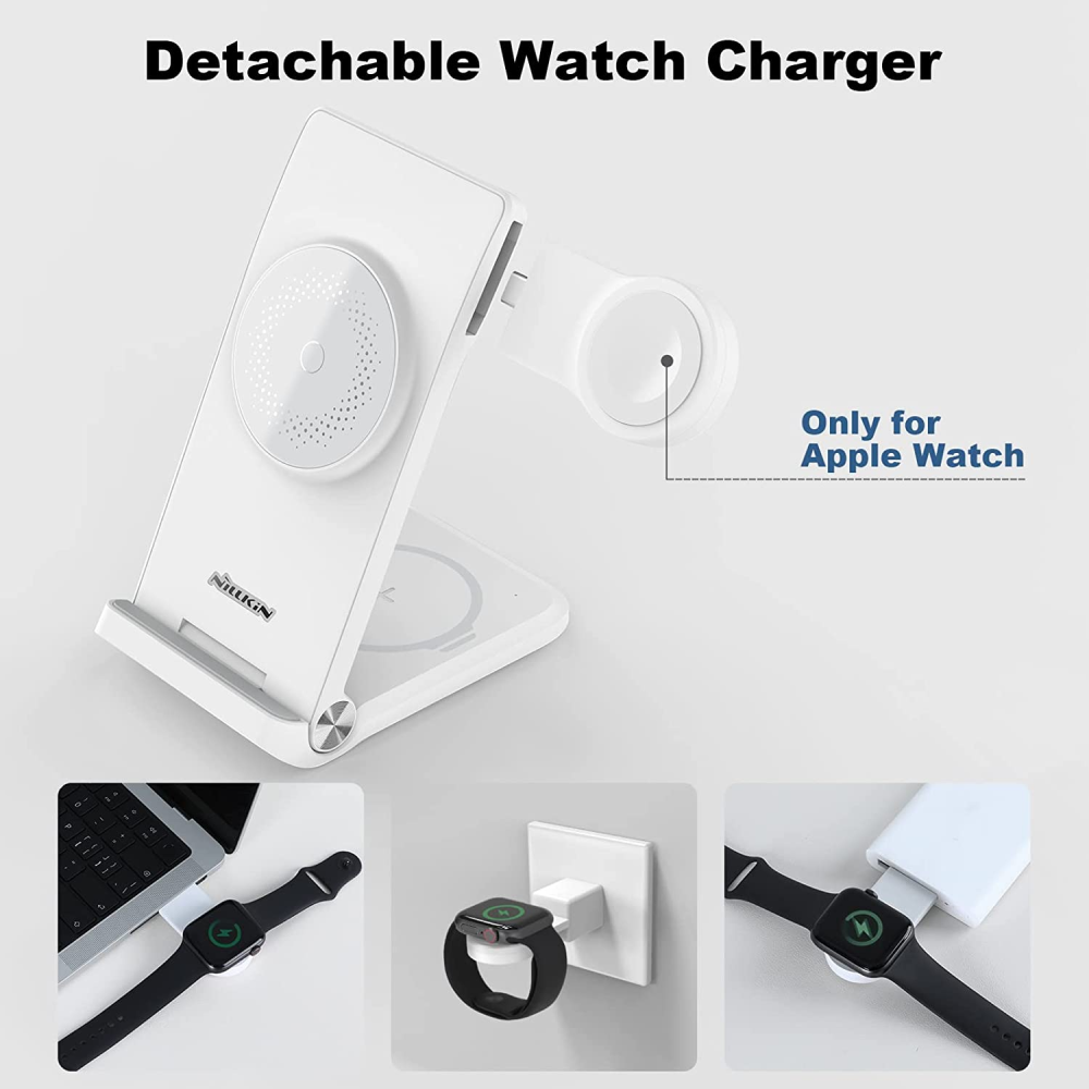 Складная беспроводная док-станция Nillkin MagSafe PowerTrio для Apple iPhone/iWatch 2-8/AirPods (Apple official MFi certification)