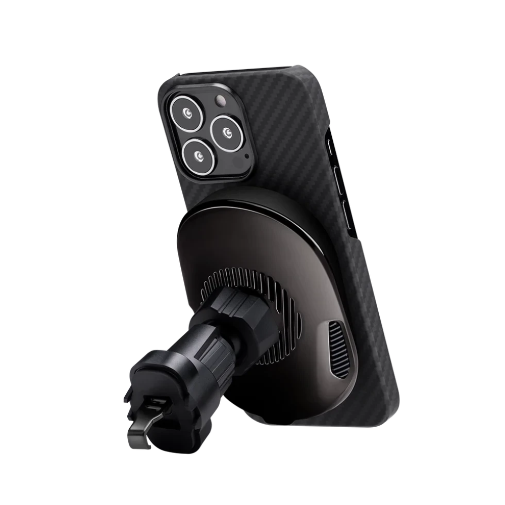 Магнитный автодержатель с беспроводной зарядкой 15 Вт Pitaka MagEZ Car Mount Pro Car Vent Black (CM4001Q)