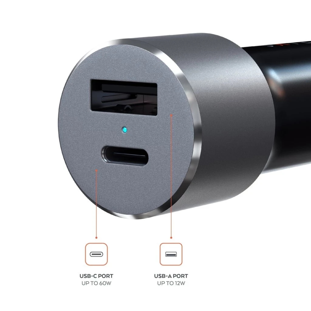 Автомобильная зарядка для телефонов и другой техники Satechi 72W Type-C PD Car Charger Space Gray