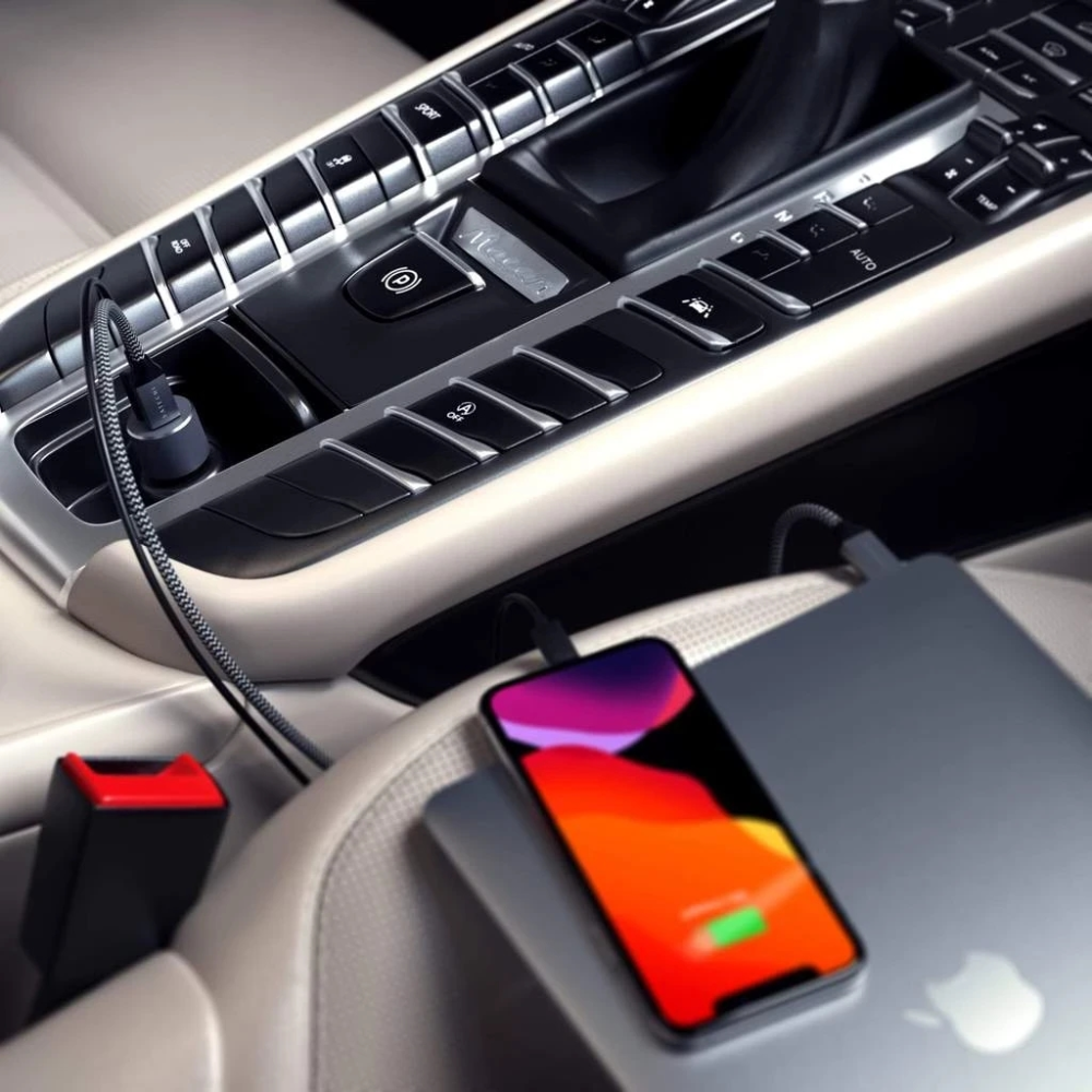 Автомобильная зарядка для телефонов и другой техники Satechi 72W Type-C PD Car Charger Space Gray