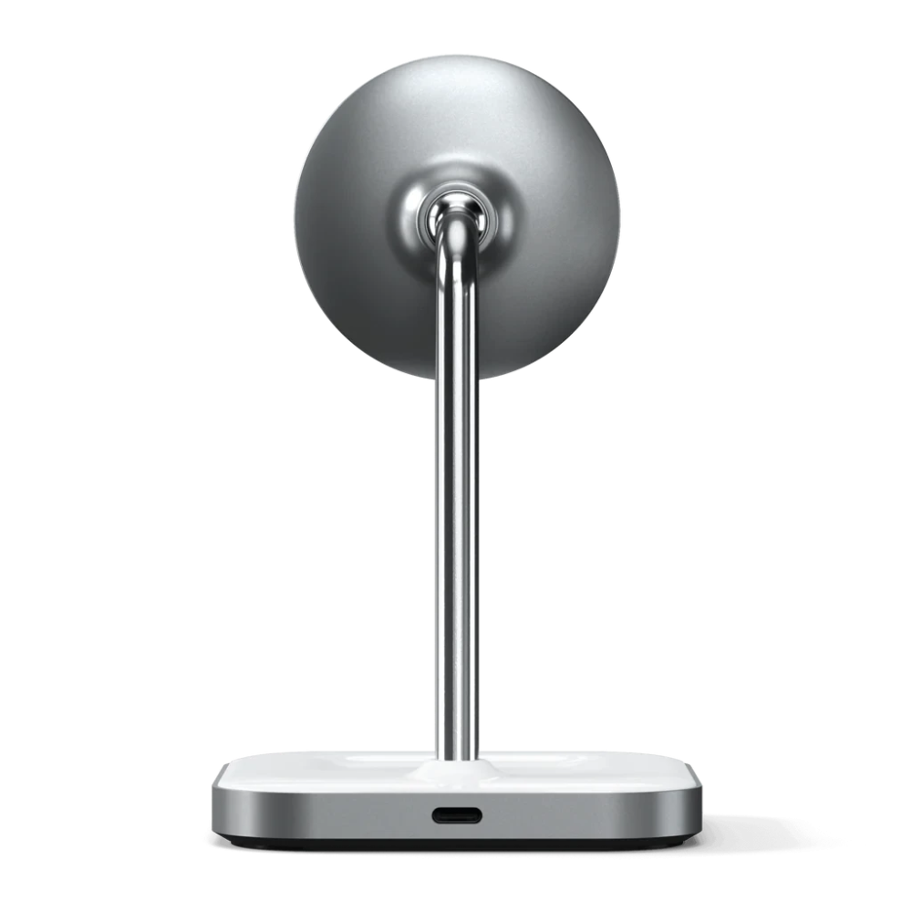 Беспроводная зарядная станция 2в1 для техники Apple iPhone 12-15/AirPods Satechi Aluminum Gray