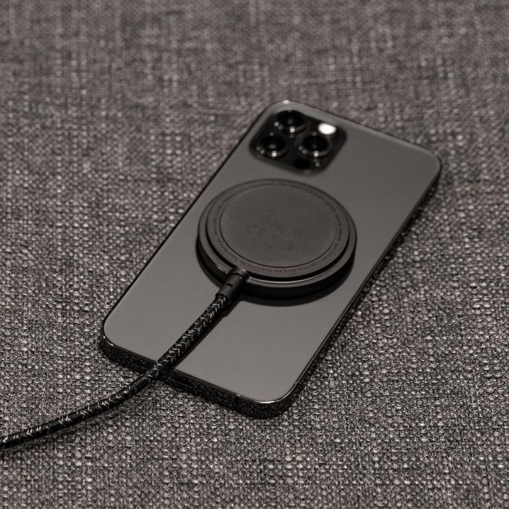 Магнитное беспроводное зарядное устройство для Apple iPhone 12-15 Magsafe Native Union Snap Magnetic Black