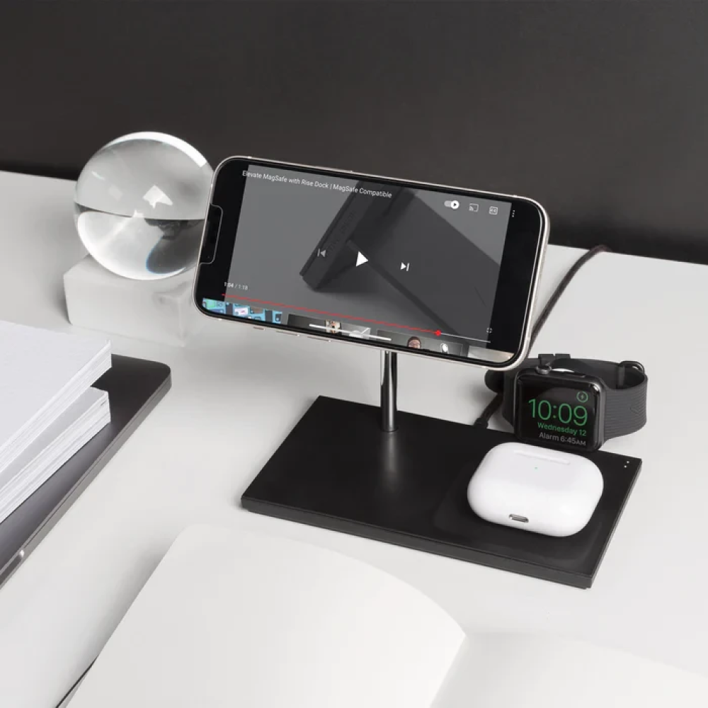 Магнитная беспроводная зарядная док-станция 3в1 Native Union Snap Black для Apple iPhone 12-15/iWatch/AirPods