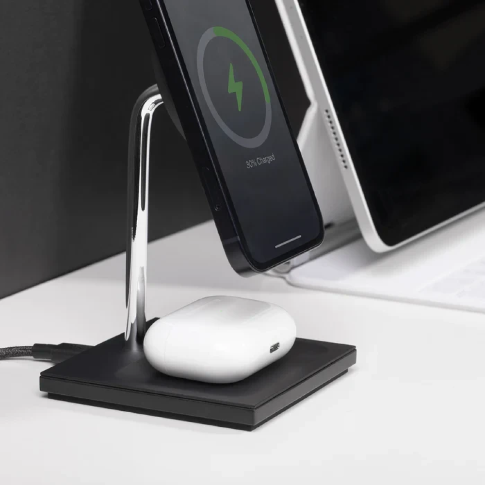 Магнитное беспроводное зарядное устройство Native Union Snap 2-in-1 Black для Apple iPhone 12-15/AirPods