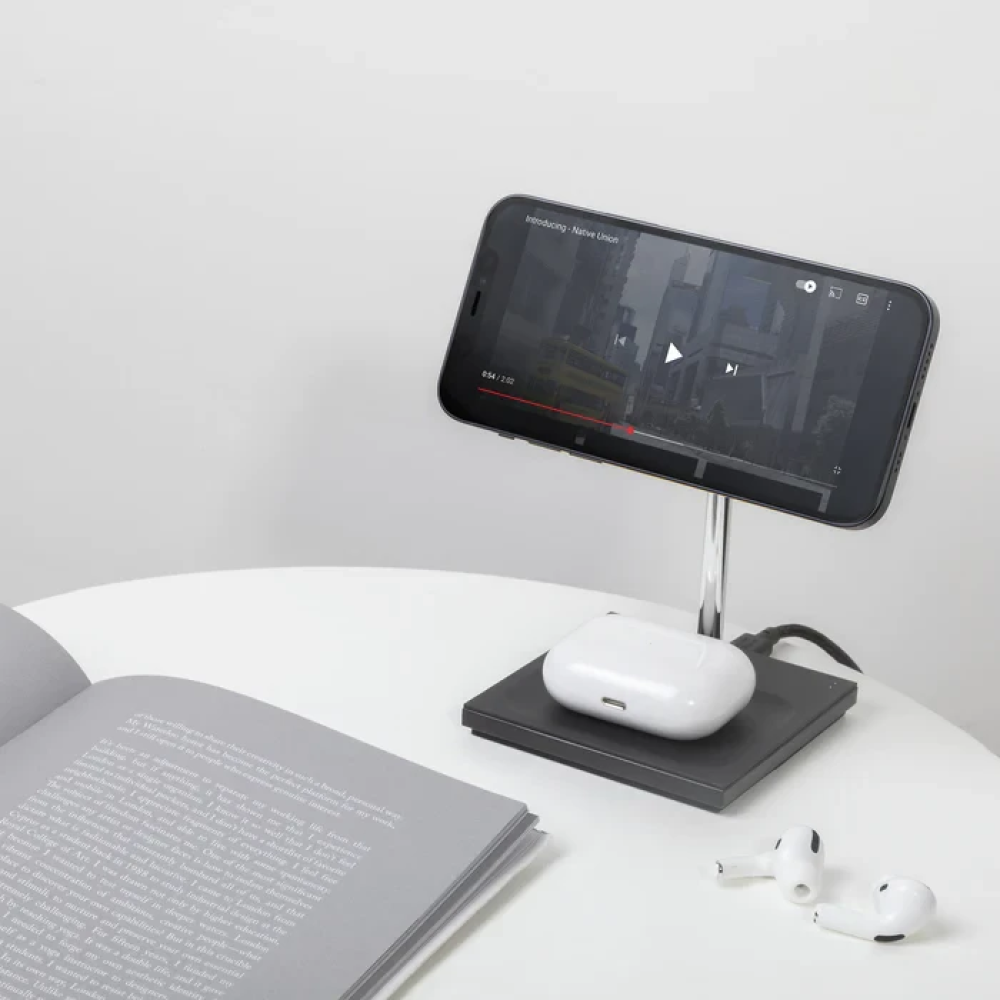 Магнитное беспроводное зарядное устройство Native Union Snap 2-in-1 Black для Apple iPhone 12-15/AirPods