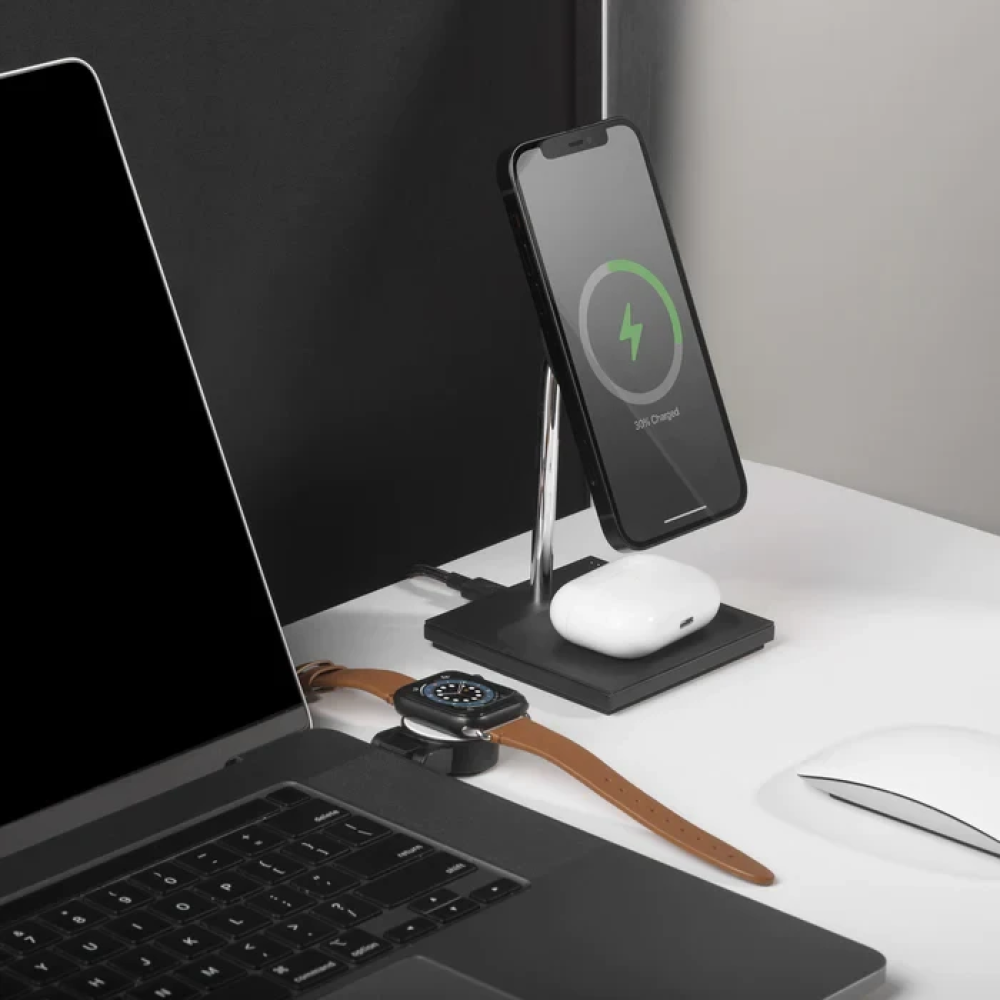 Магнитное беспроводное зарядное устройство Native Union Snap 2-in-1 Black для Apple iPhone 12-15/AirPods