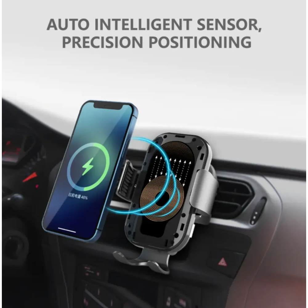 БЕСПРОВОДНОЙ АВТОДЕРЖАТЕЛЬ ДЛЯ СМАРТФОНОВ С АВТОПОИСКОМ КАТУШКИ M6 15W