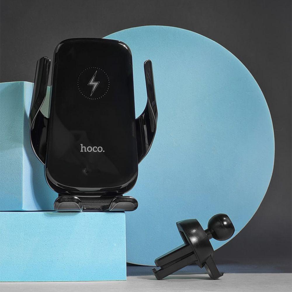 Автодержатель для телефона Hoco CA202 15W black крепление с беспроводной зарядкой