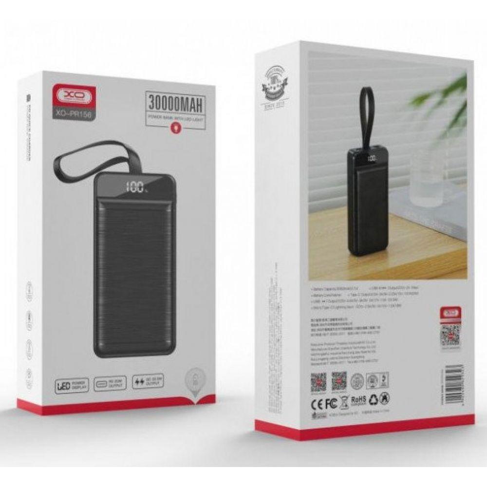 Аккумулятор Power Bank XO PR156 QC22.5W PD20W 30000 mAh с Micro-USB, Lightning, Type-C