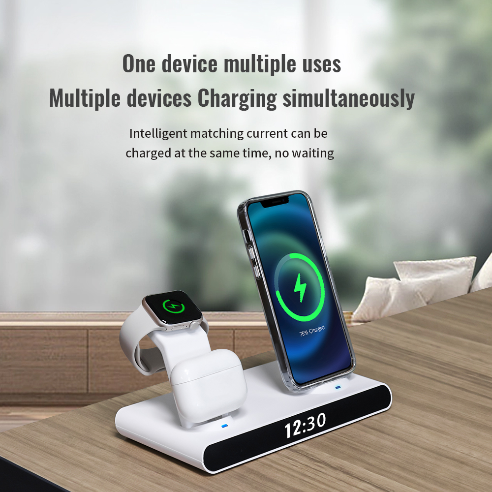 Станция беспроводной зарядки 4 в 1 QINETIQ Watch AL-23 30W для Apple iPhone/Apple Watch 2-9/AirPods Белая