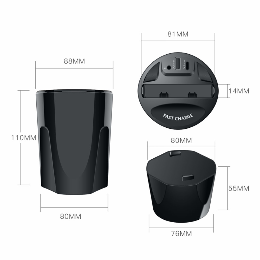 Автомобильная беспроводная зарядка в подстаканник QINETIQ X9 Car Wireless