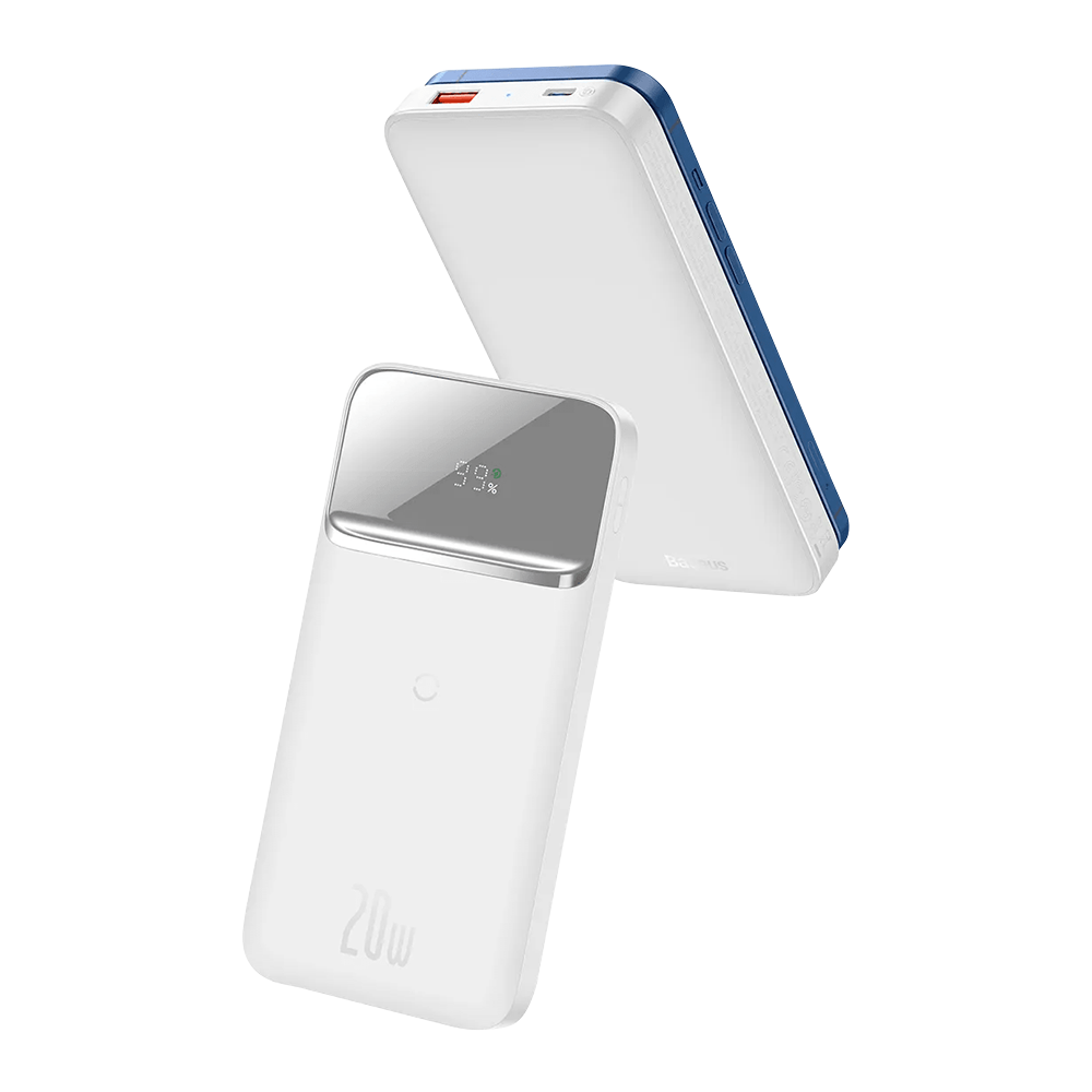 Повербанк BASEUS Magnetic 20W 10000mAh white с беспроводной зарядкой