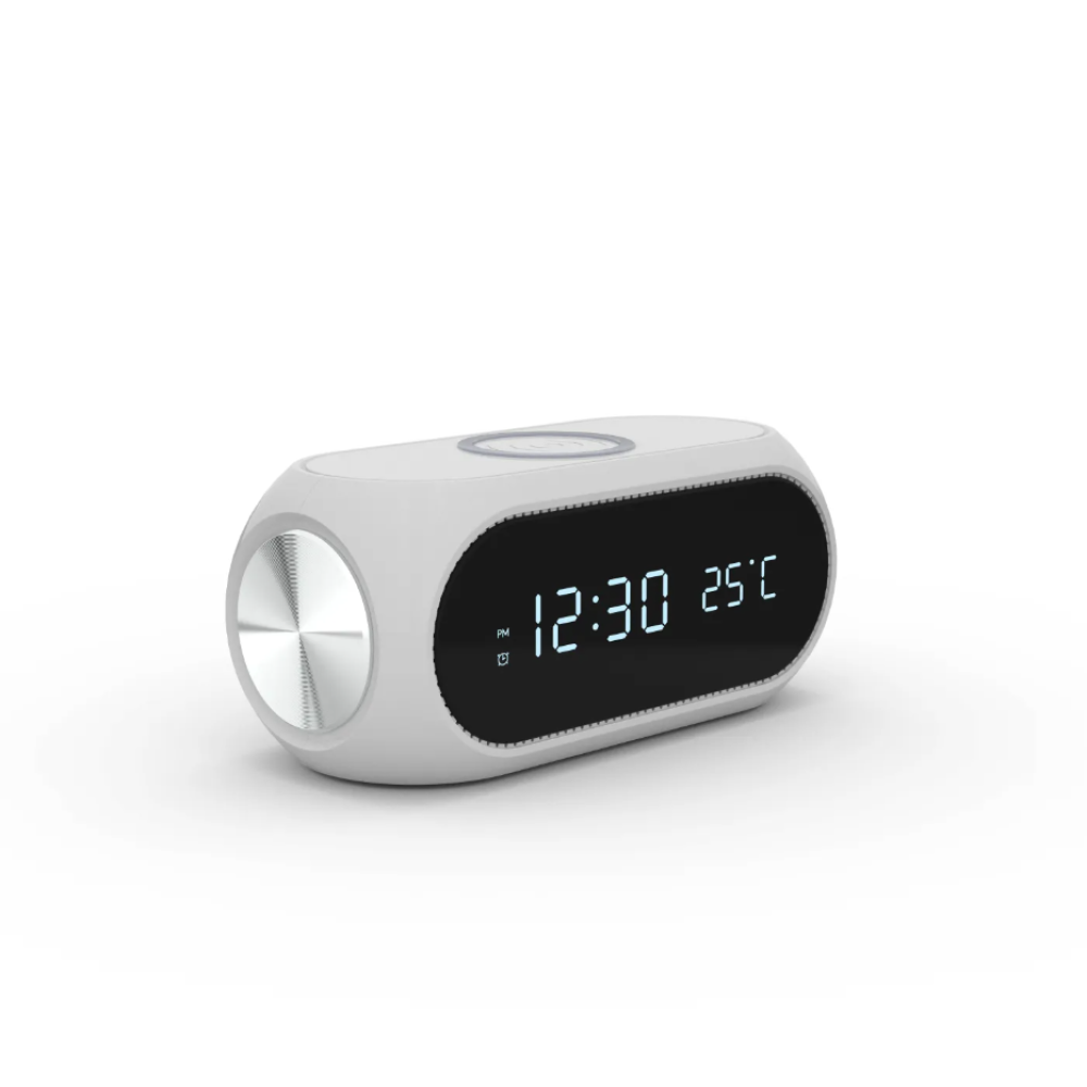 Беспроводная зарядка с LED Часами HiTech Wireless Charger 15W Qi W228 белая