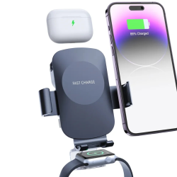 Беспроводная зарядка автодержатель в машину 3 в 1 S13 15W для Apple iPhone/iWatch/AirPods