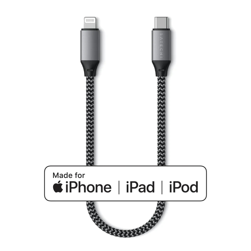 Кабель для зарядки и передачи данных 25 см Satechi USB-C to Lightning Cable Space Gray
