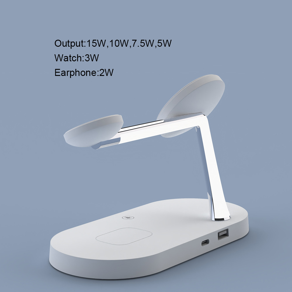 Док станция 3 в 1 QINETIQ Magsafe T268 33W для Apple iPhone 12/15, AirPods, iWatch (Qi certificated) белая