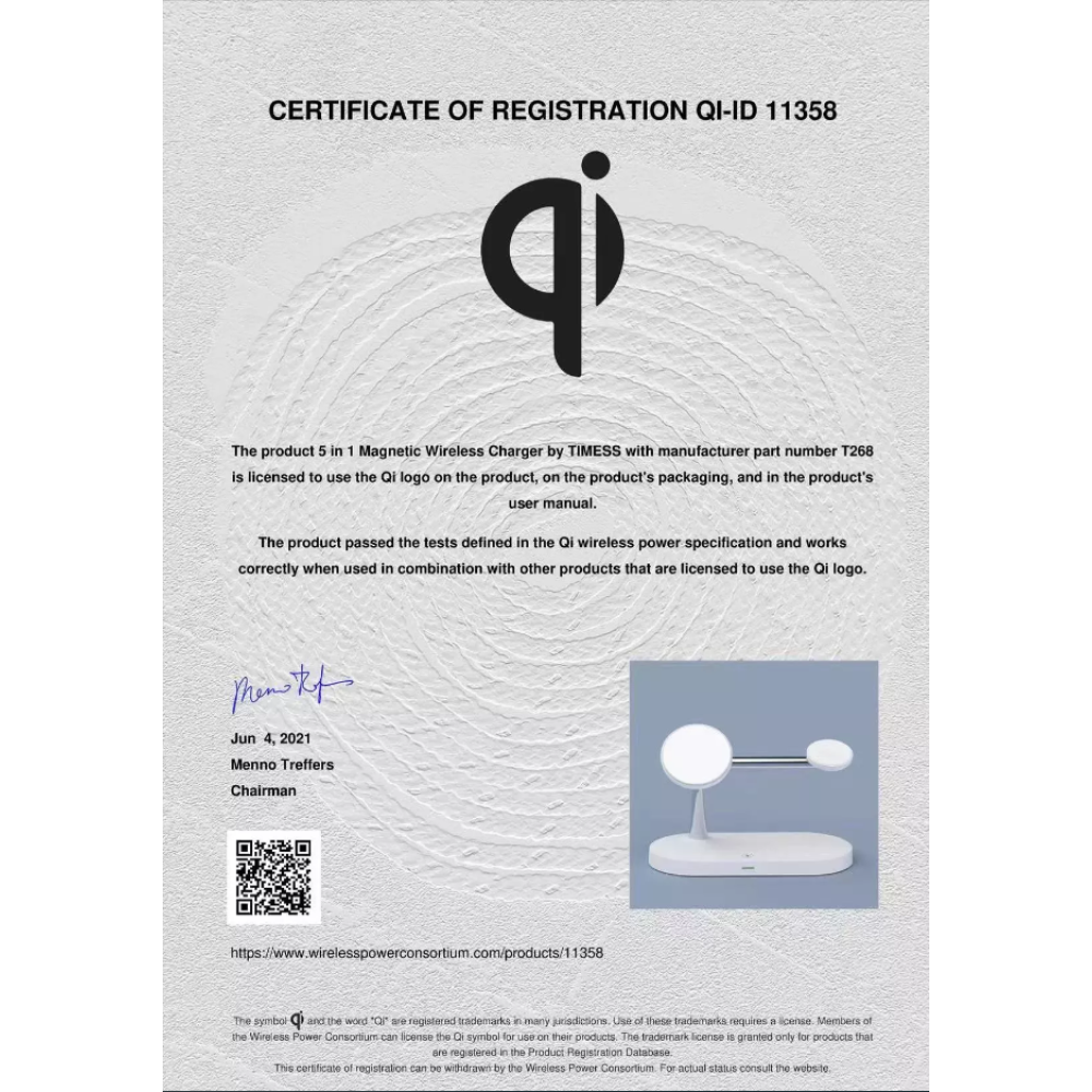 Док станция 3 в 1 QINETIQ Magsafe T268 33W для Apple iPhone 12/15, AirPods, iWatch (Qi certificated) белая