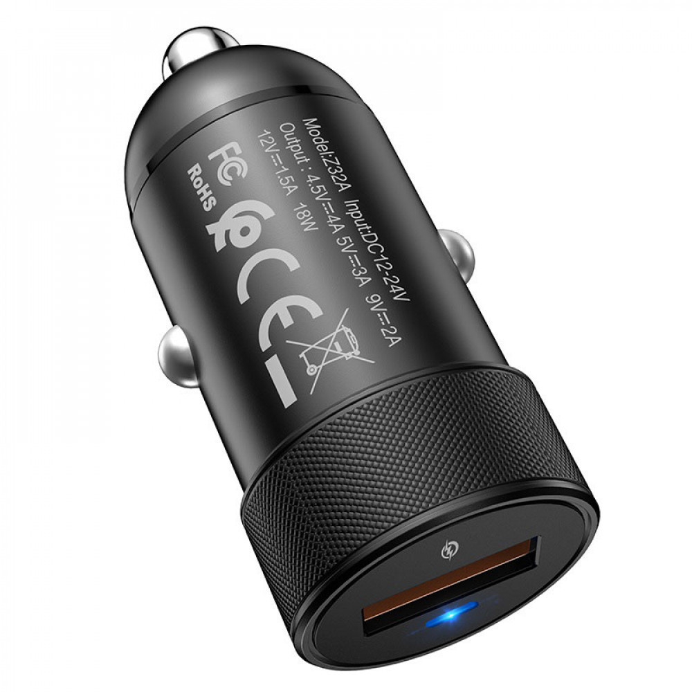 Автомобильное зарядное устройство в прикуриватель Hoco Z32 Flash Power 1xUSB QC3.0 Black (Original)